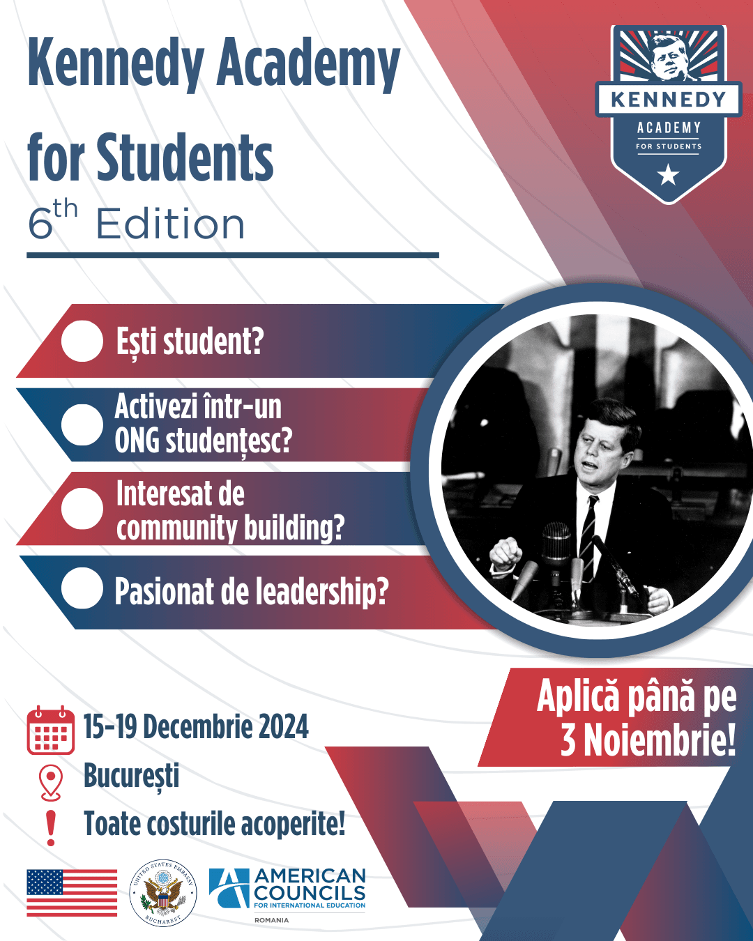 American Councils for International Education anunță organizarea celei de-a șasea ediții a Kennedy Academy for Students